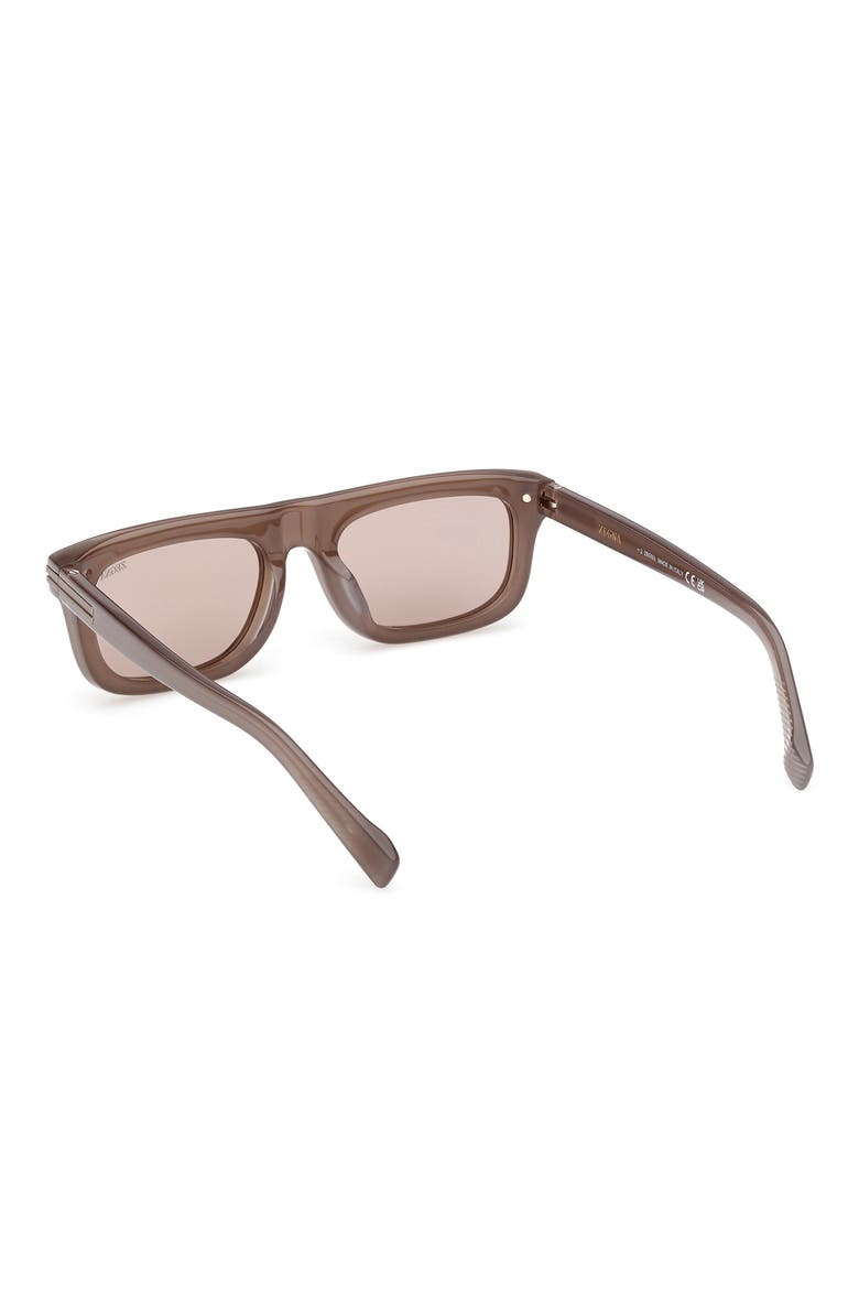 55mm Rectangular Sunglasses, Alternate, color, MILKY TAUPE / LIGHT BRONZE