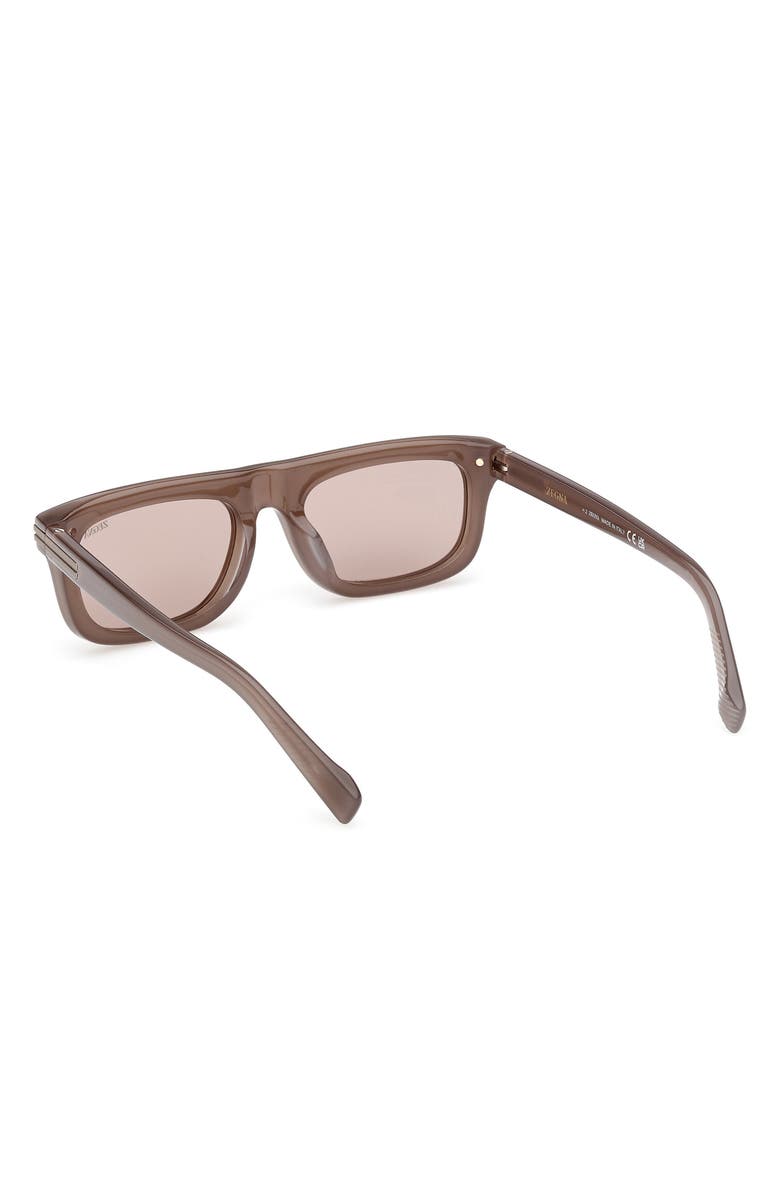 ZEGNA 55mm Rectangular Sunglasses, Alternate, color, Milky Taupe / Light Bronze
