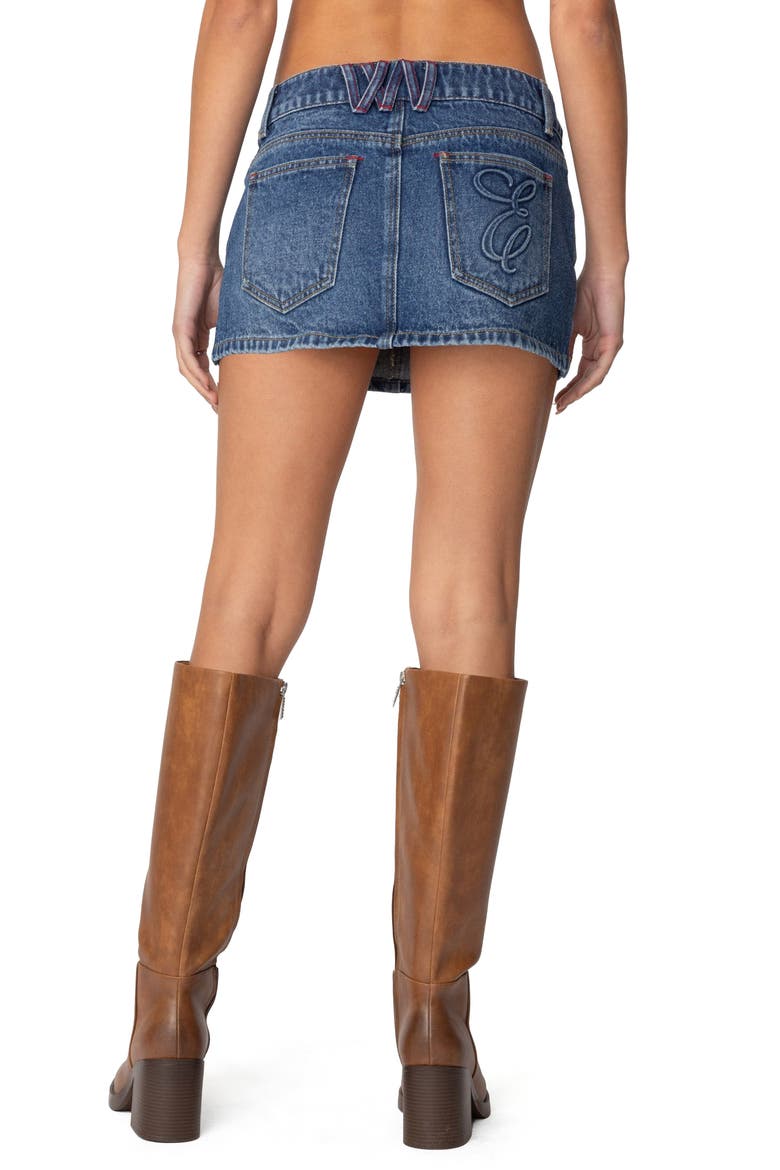 Embroidered Pocket Denim Miniskirt, Alternate, color, BLUE