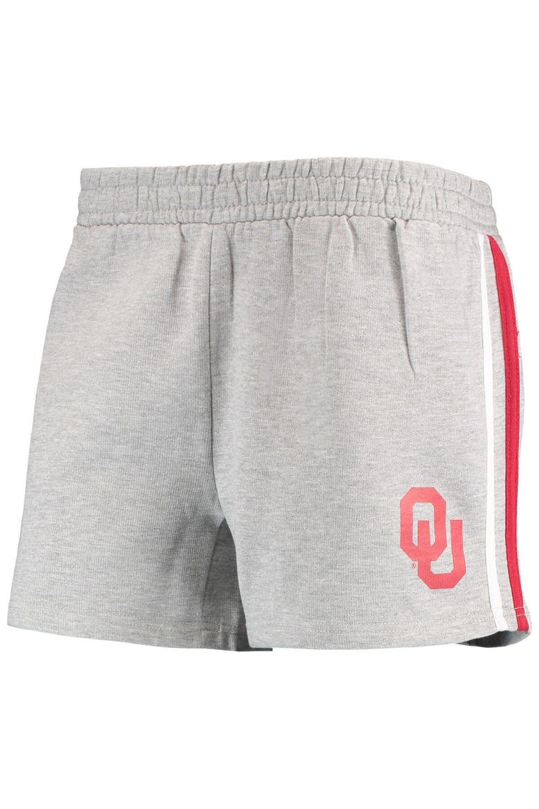 Women's Heathered Gray Oklahoma Sooners Plus Size 2-Stripes Shorts, Alternate, color, Heather Gray