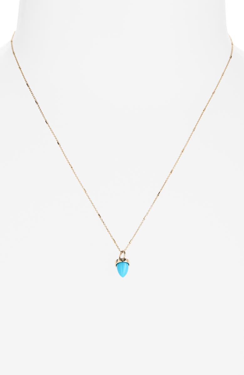 Zoë Chicco Turquoise Bullet Pendant Necklace, Alternate, color, 14K Yellow Gold / Turquoise