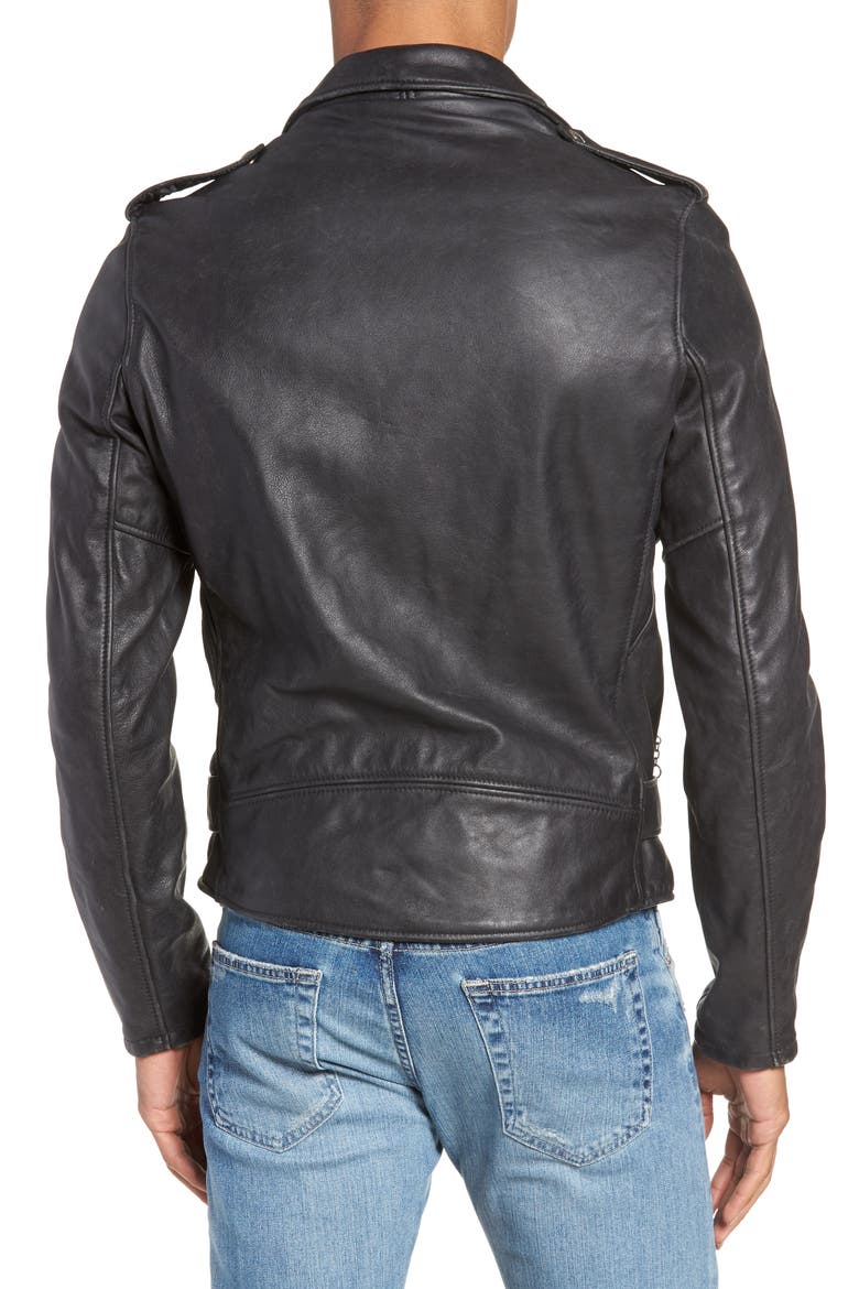 Hand Vintaged Cowhide Leather Motorcycle Jacket, Alternate, color, BLACK