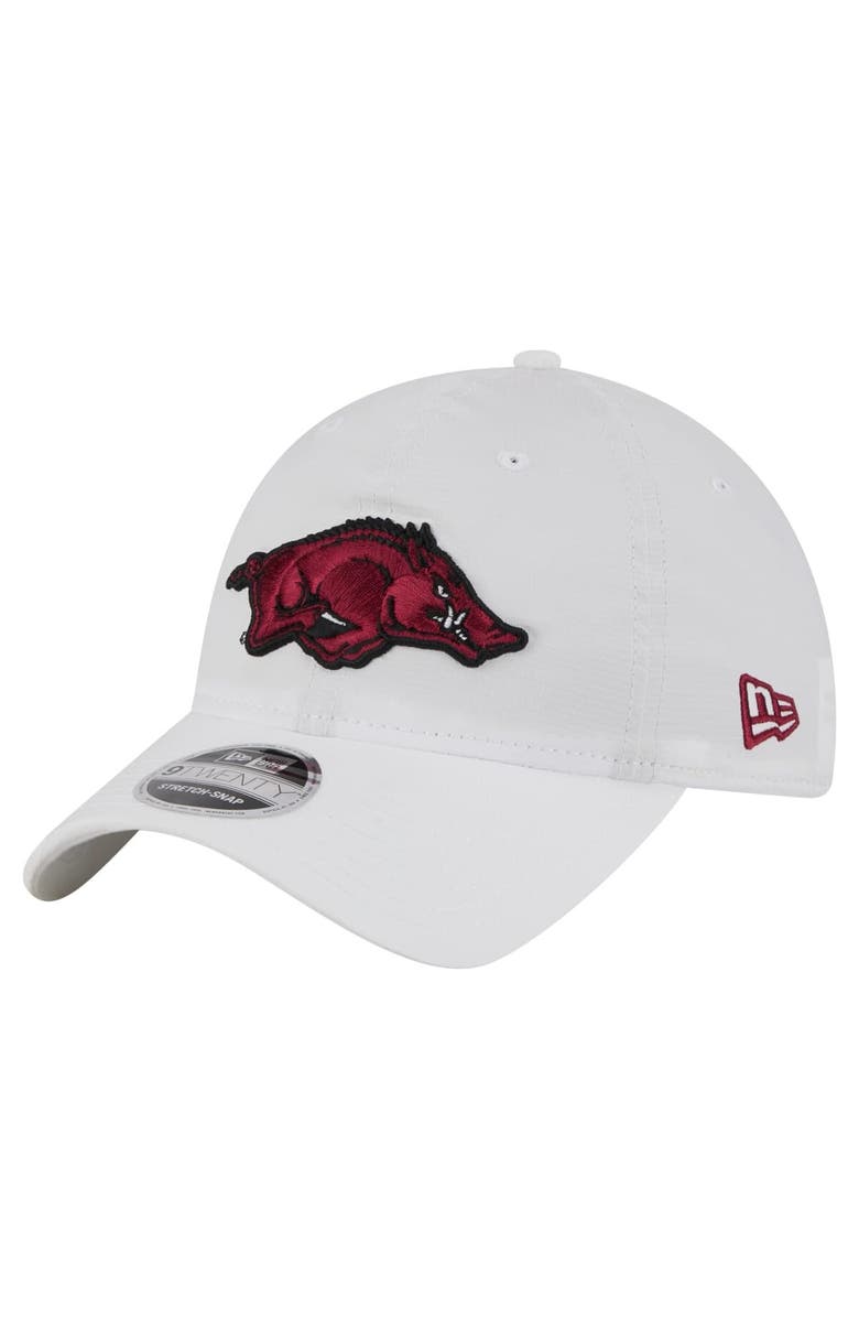 New Era Men's New Era White Arkansas Razorbacks Active Ripstop 9TWENTY Adjustable Hat, Main, color,