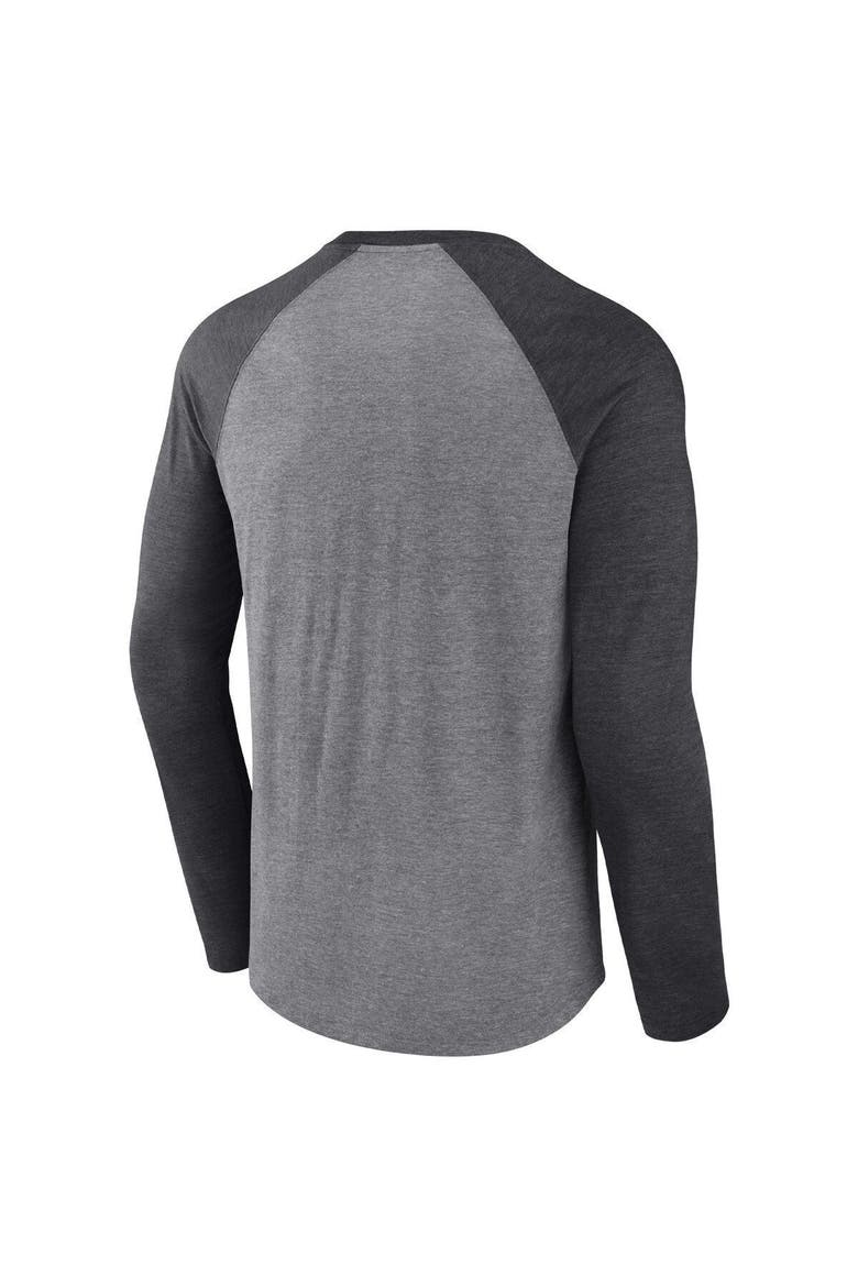 Men's Fanatics Branded Heathered Gray/Heathered Charcoal Cleveland Browns Weekend Casual Tri-Blend Raglan Long Sleeve T-Shirt, Alternate, color, Heather Gray