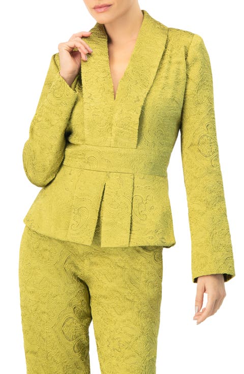 Collarless Paisley Blazer with Back Zipper