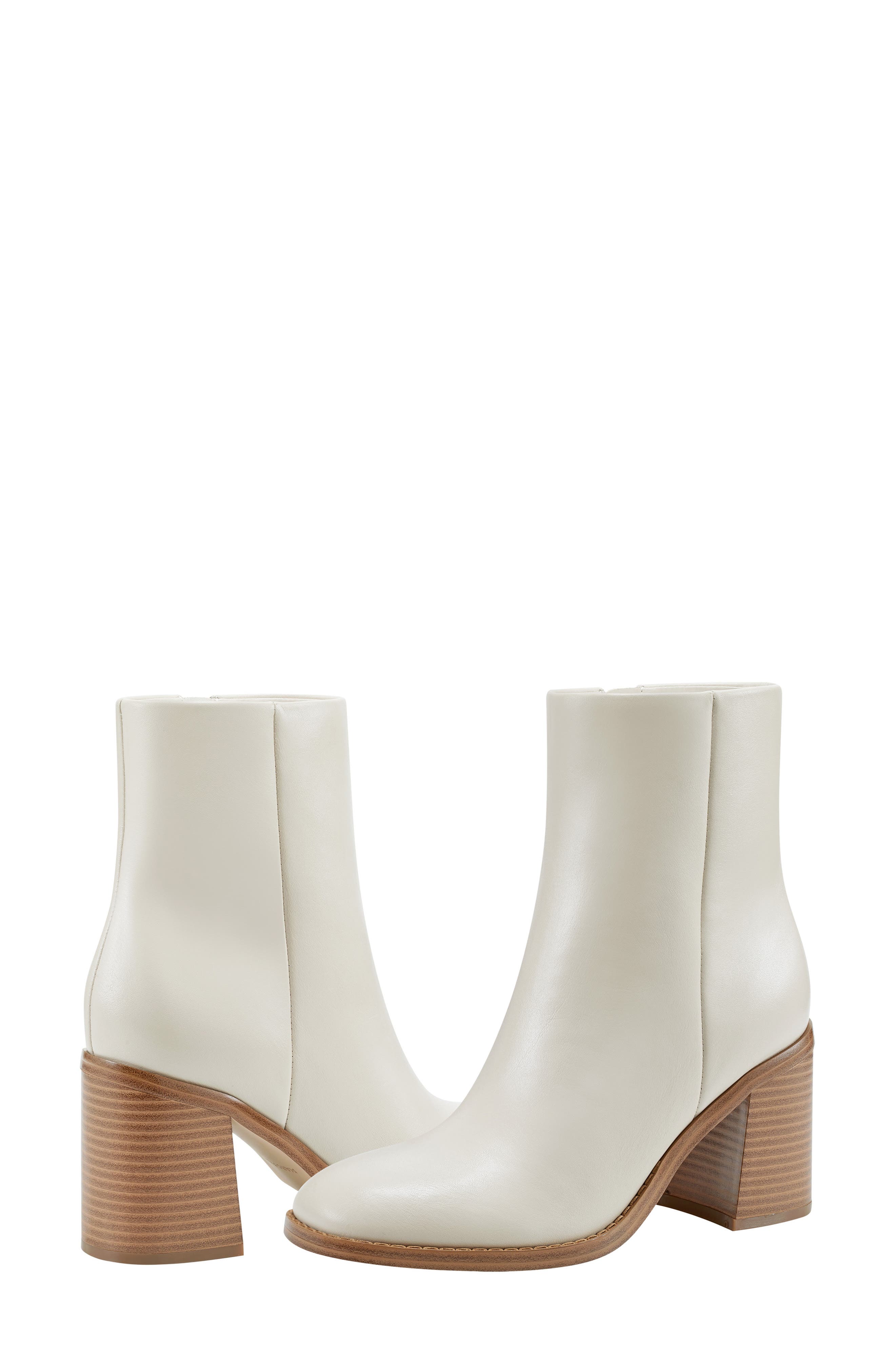 Marc Fisher Block Heel Bootie, Alternate, color, Cream