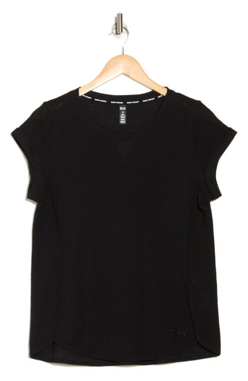 Shop Dkny Mini Waffle Embroidered Logo T-shirt In Black