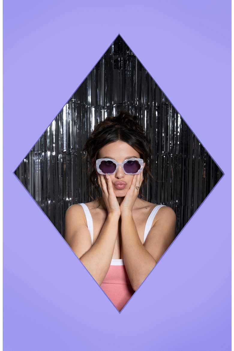 57mm Rectangular Sunglasses, Alternate, color, PEARL PURPLE