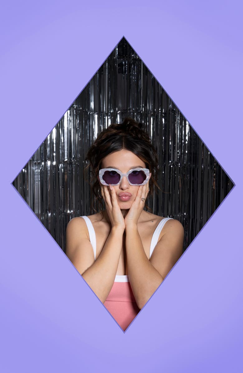 Florence by Mills 57mm Rectangular Sunglasses, Alternate, color, Pearl Purple