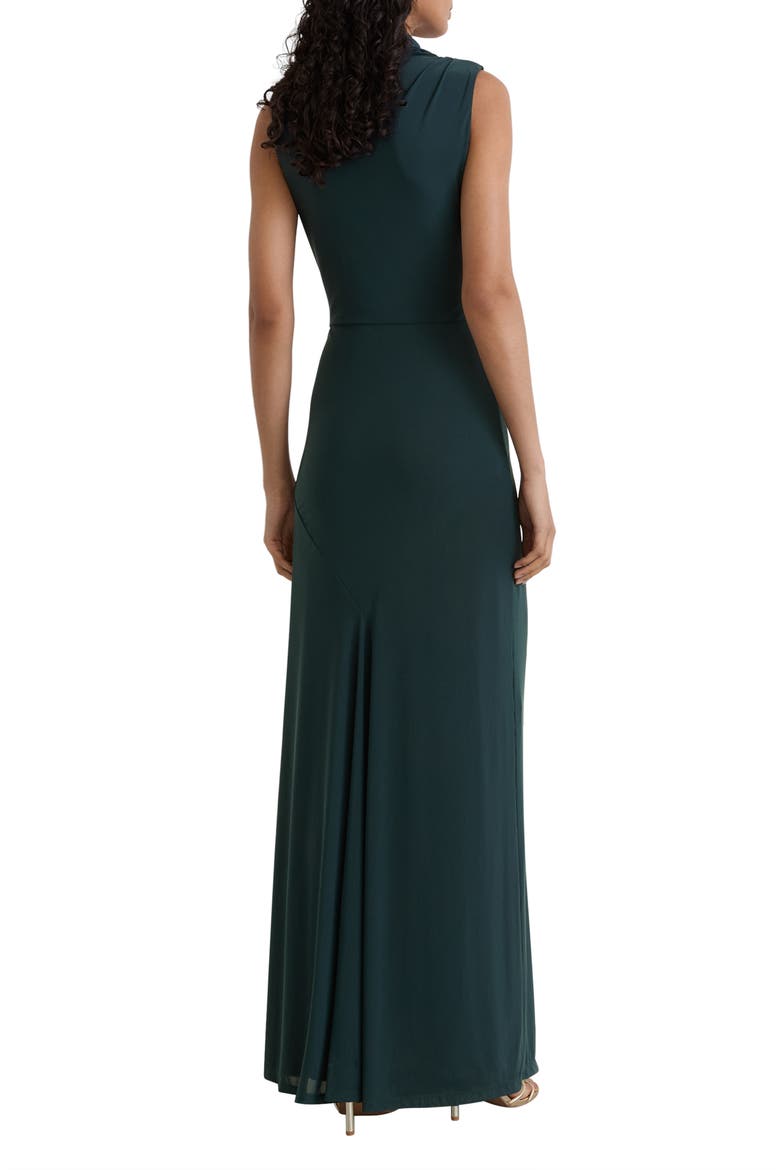 Dylan Sleeveless Draped Gown, Alternate, color, TEAL GREEN