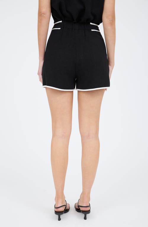 BLU PEPPER BLU PEPPER CONTRAST PIPING HIGH WAIST SHORTS