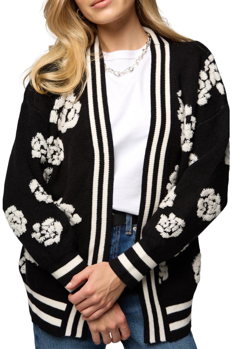 Abstract Rose Cardigan, Alternate, color, BLACK
