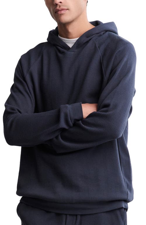 Barefoot Dreams Thermal Cotton Hoodie In Blue
