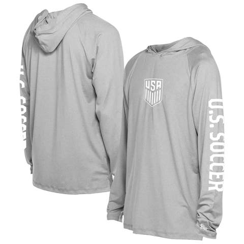 Men's 5th & Ocean by New Era  Gray USMNT Adventure Raglan Long Sleeve Hooded T-Shirt