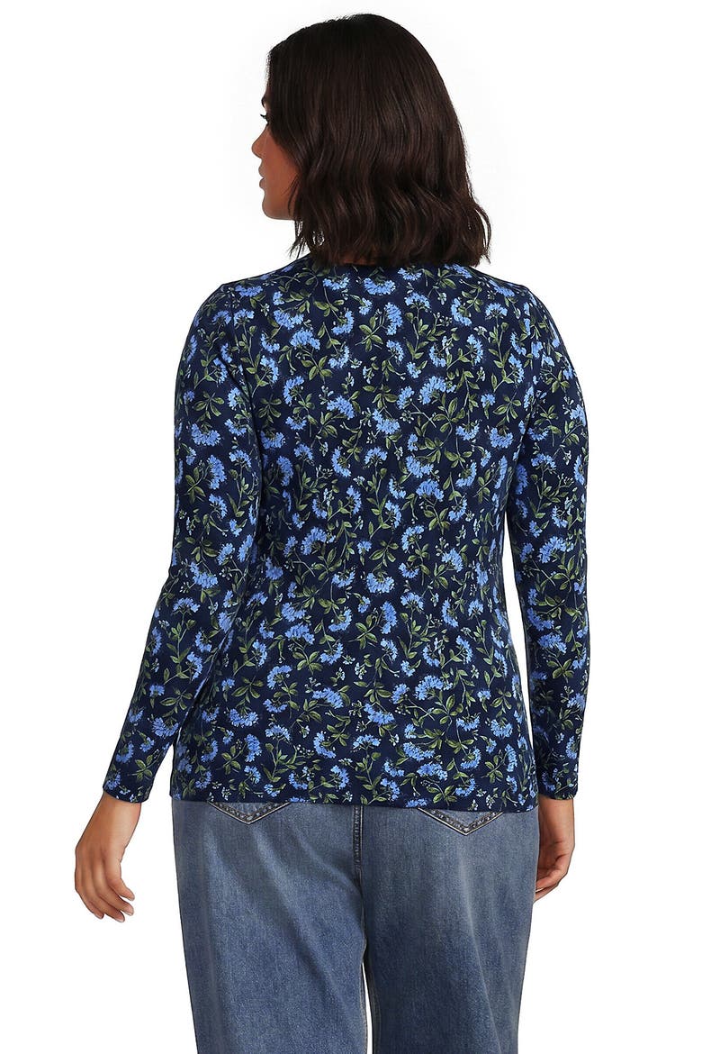 Plus Size Lightweight Jersey Skimming Long Sleeve Scoop Neck T-shirt, Alternate, color, Deep Sea/Blue Hydrangea