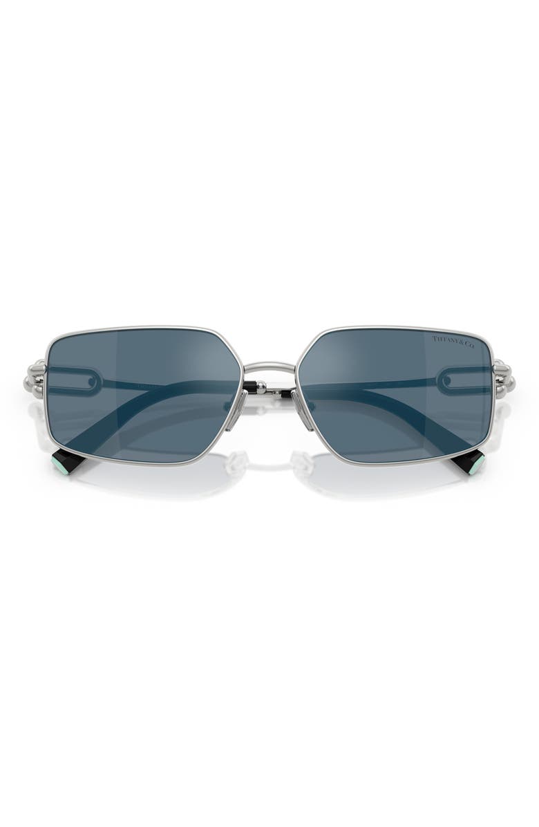 Tiffany 
Co. 58mm Rectangular Sunglasses, Alternate, color, Silver / Blue Internal Silver