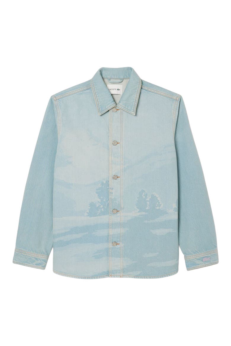 Oversize Button-Up Denim Shirt, Main, color, MKU WASHED BLEACH