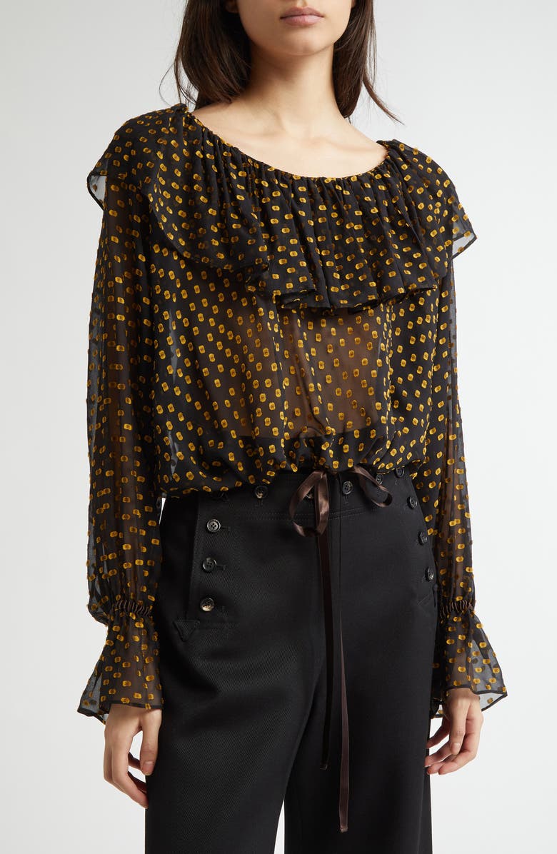 Bode Stadium Dot Fil Coupé Blouse, Alternate, color, 