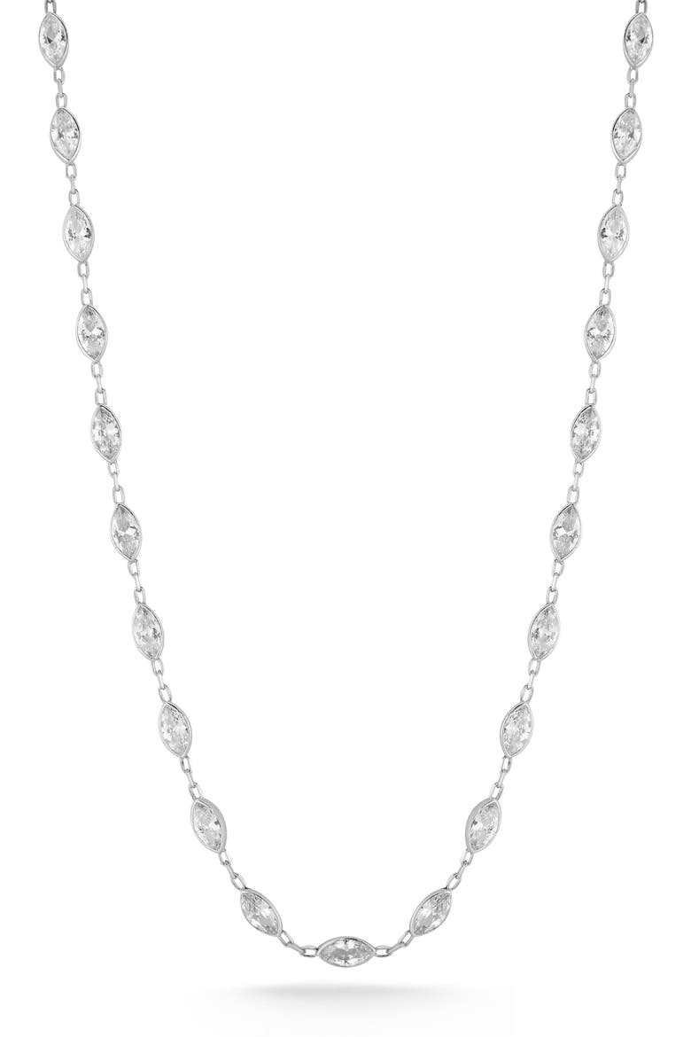 Sterling Silver Marquise Cubic Zirconia Necklace, Main, color, SILVER