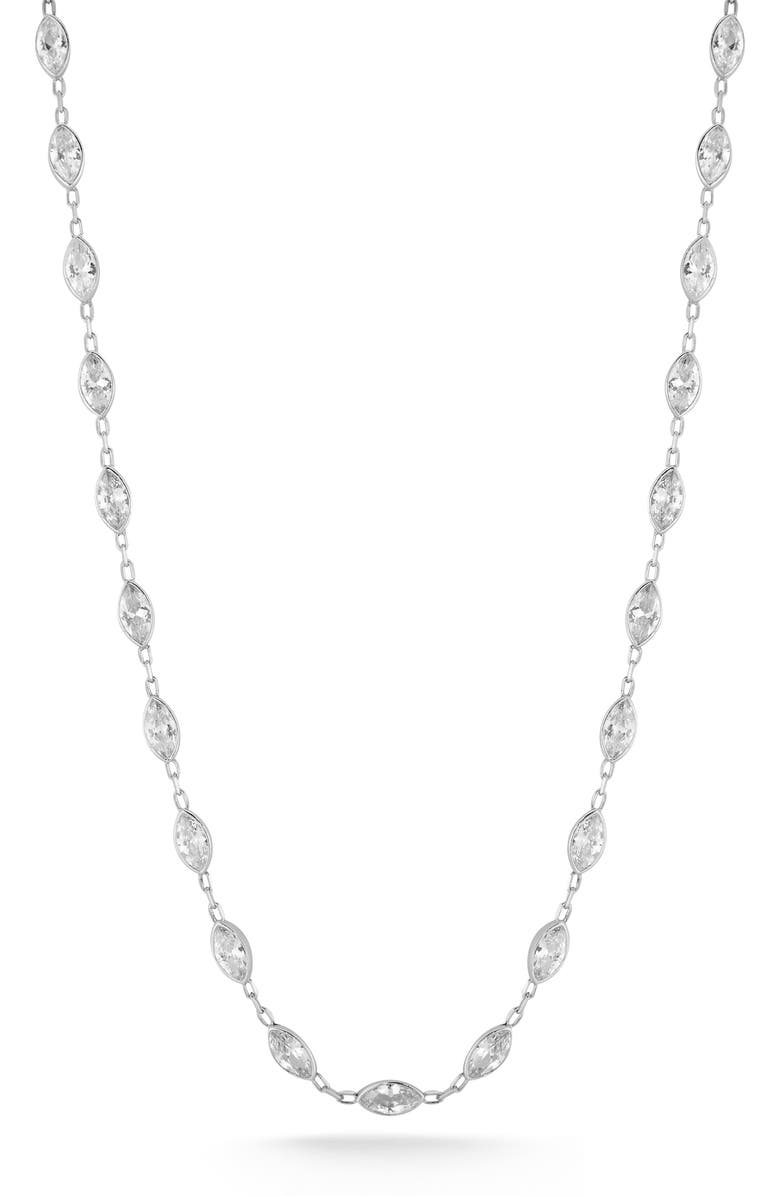 GLAZE JEWELRY Sterling Silver Marquise Cubic Zirconia Necklace, Main, color, Silver