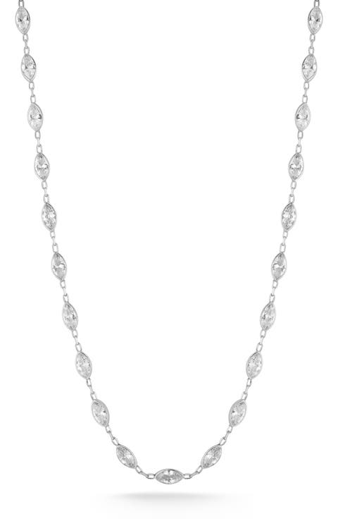 Sterling Silver Marquise Cubic Zirconia Necklace