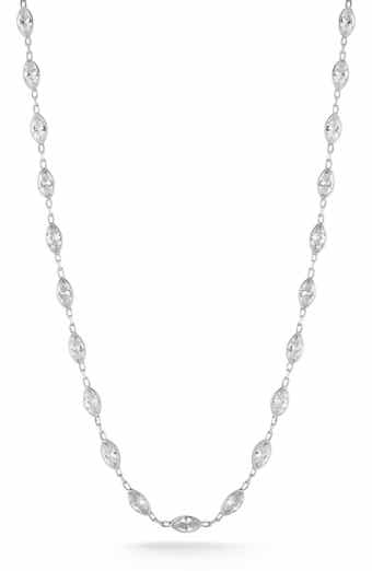 Sterling Silver Marquise Cubic Zirconia Necklace