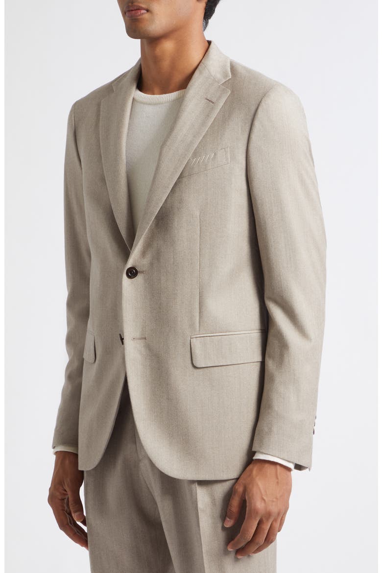 Herringbone Stretch Virgin Wool Suit, Alternate, color, BEIGE