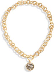 Karine Sultan Pavé Cubic Zirconia Coin Pendant Necklace
