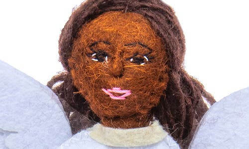 Silk Road Bazaar Handmade Angel Felted Wool Ornament In White