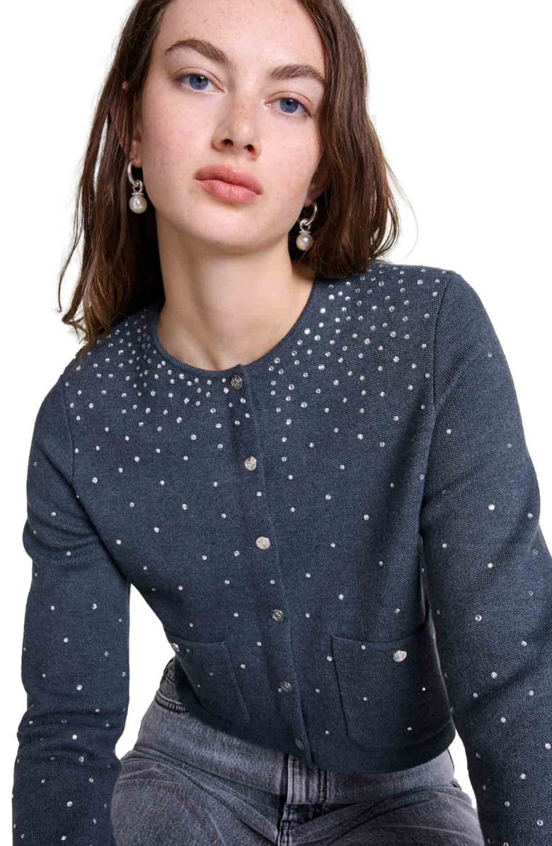 maje Knitted sweater with rhinestones, Alternate, color, 