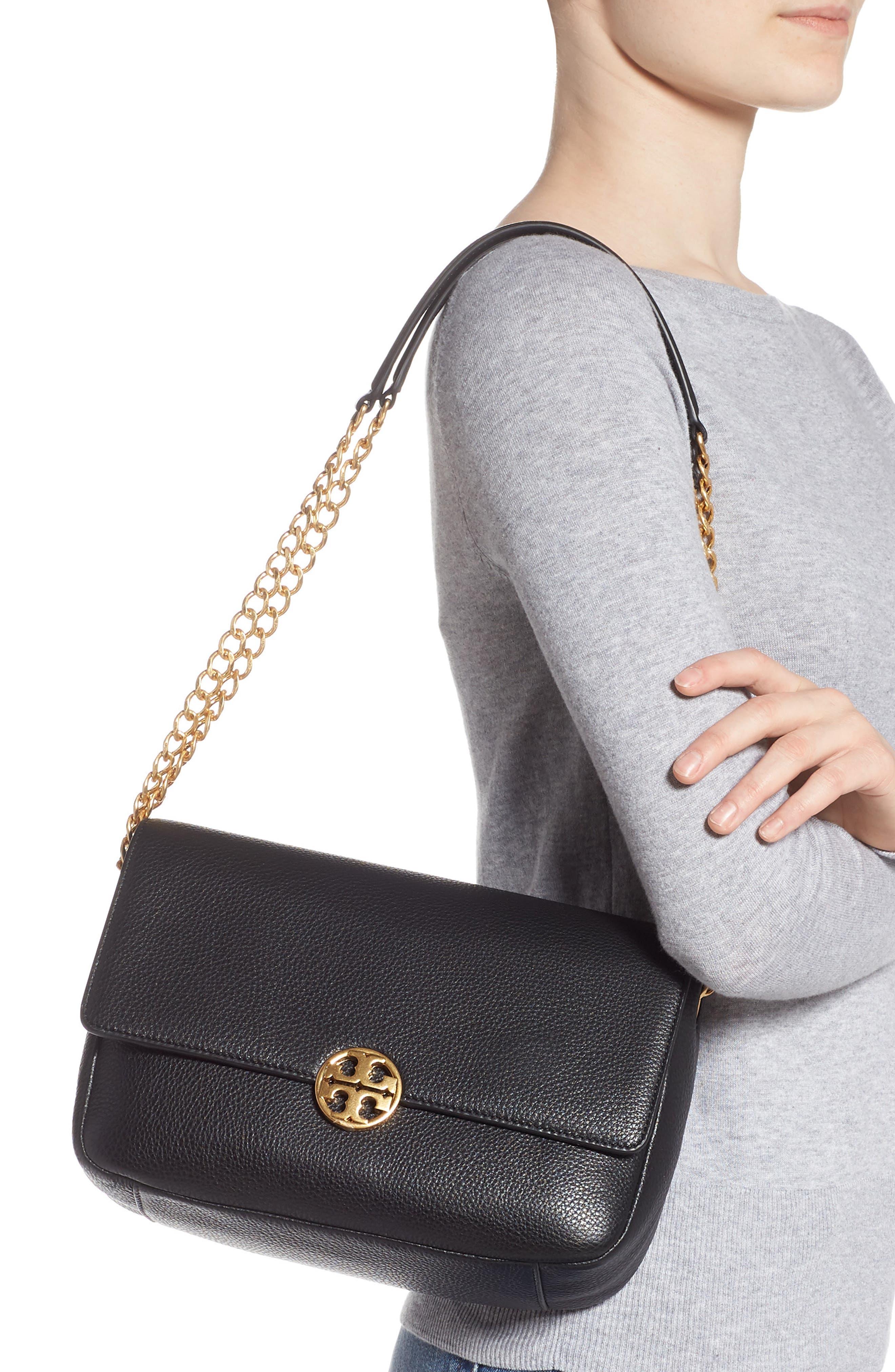 Tory Burch Chelsea Leather Shoulder Bag, Alternate, color, 