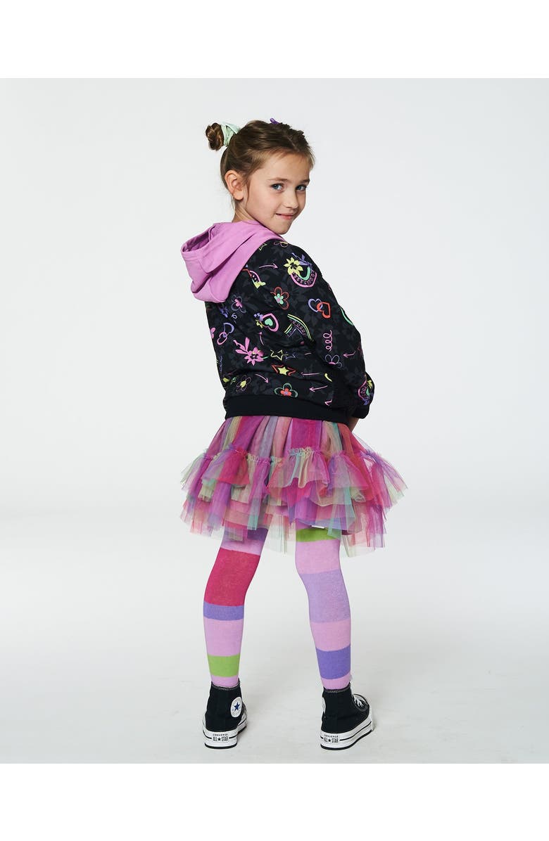 Deux par Deux Girl's Bi-Material French Terry And Soft Fleece Zip Hoodie Black, Alternate, color, 