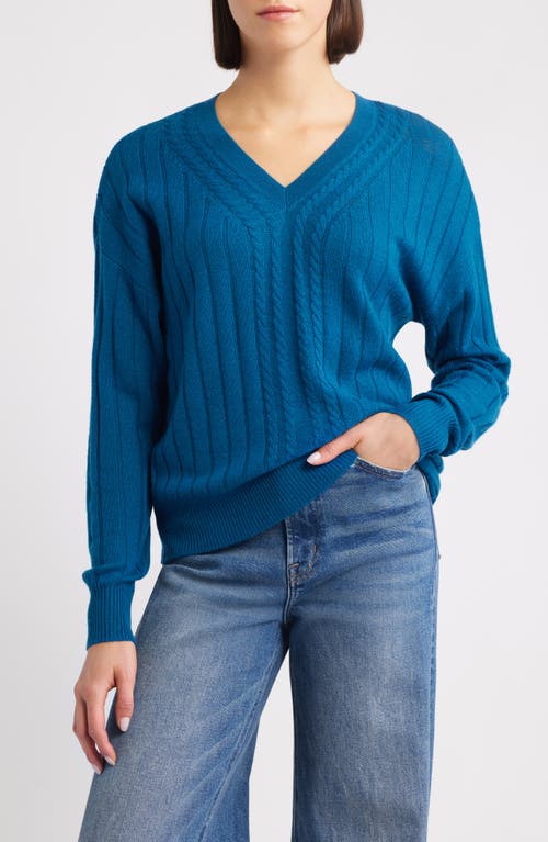 Griffen Cable Wool & Cashmere V-Neck Sweater in Blue  product