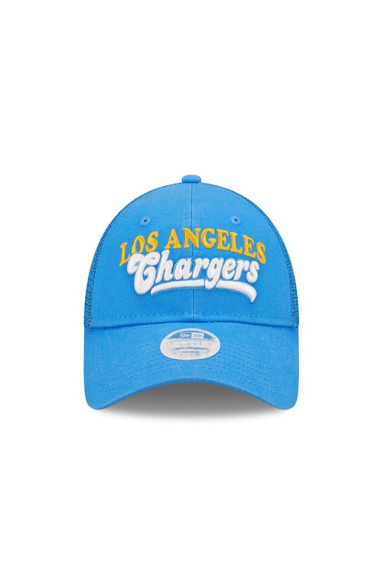 New Era Women's New Era   Powder Blue Los Angeles Chargers Team Trucker 9FORTY Snapback Hat, Alternate, color, 