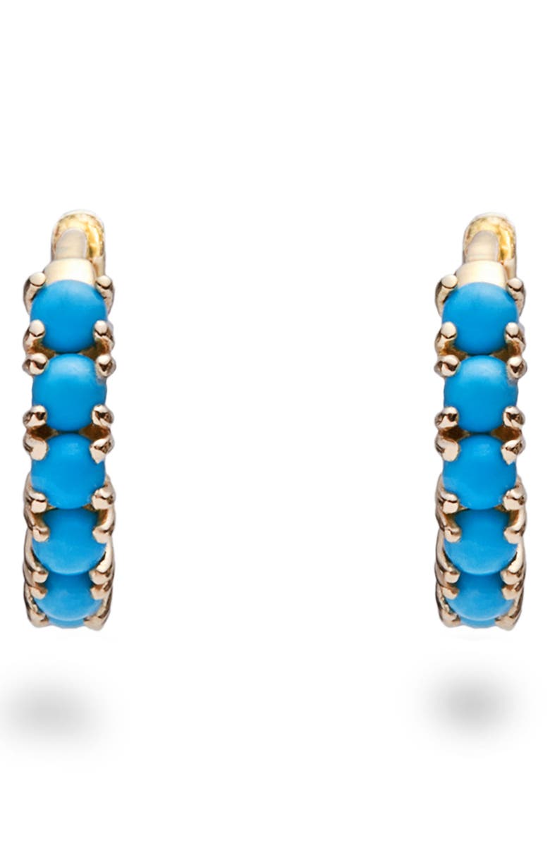 STONE AND STRAND Turquoise Huggie Hoop Earrings, Main, color,