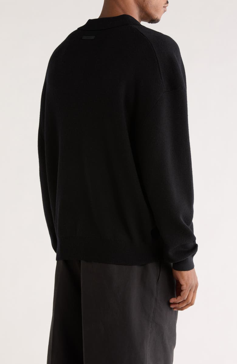 Fear of God Essentials Signature '90s Merino Wool Polo Sweater, Alternate, color, Vintage Black