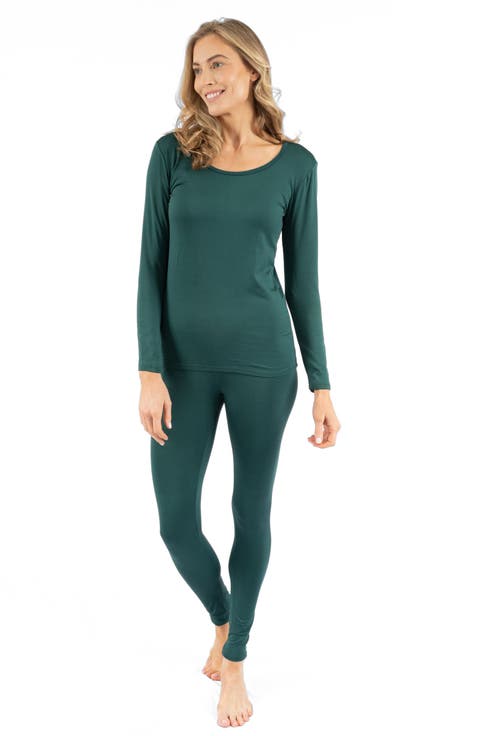 Women's Solid Thermal Pajama Set