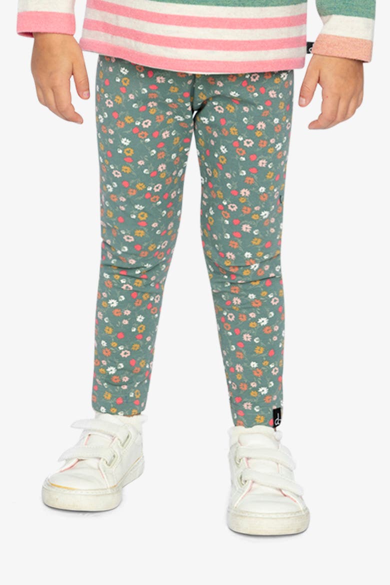 Organic Cotton Ditsy Floral Elastic Waist Leggings, Alternate, color, Green Floral Print