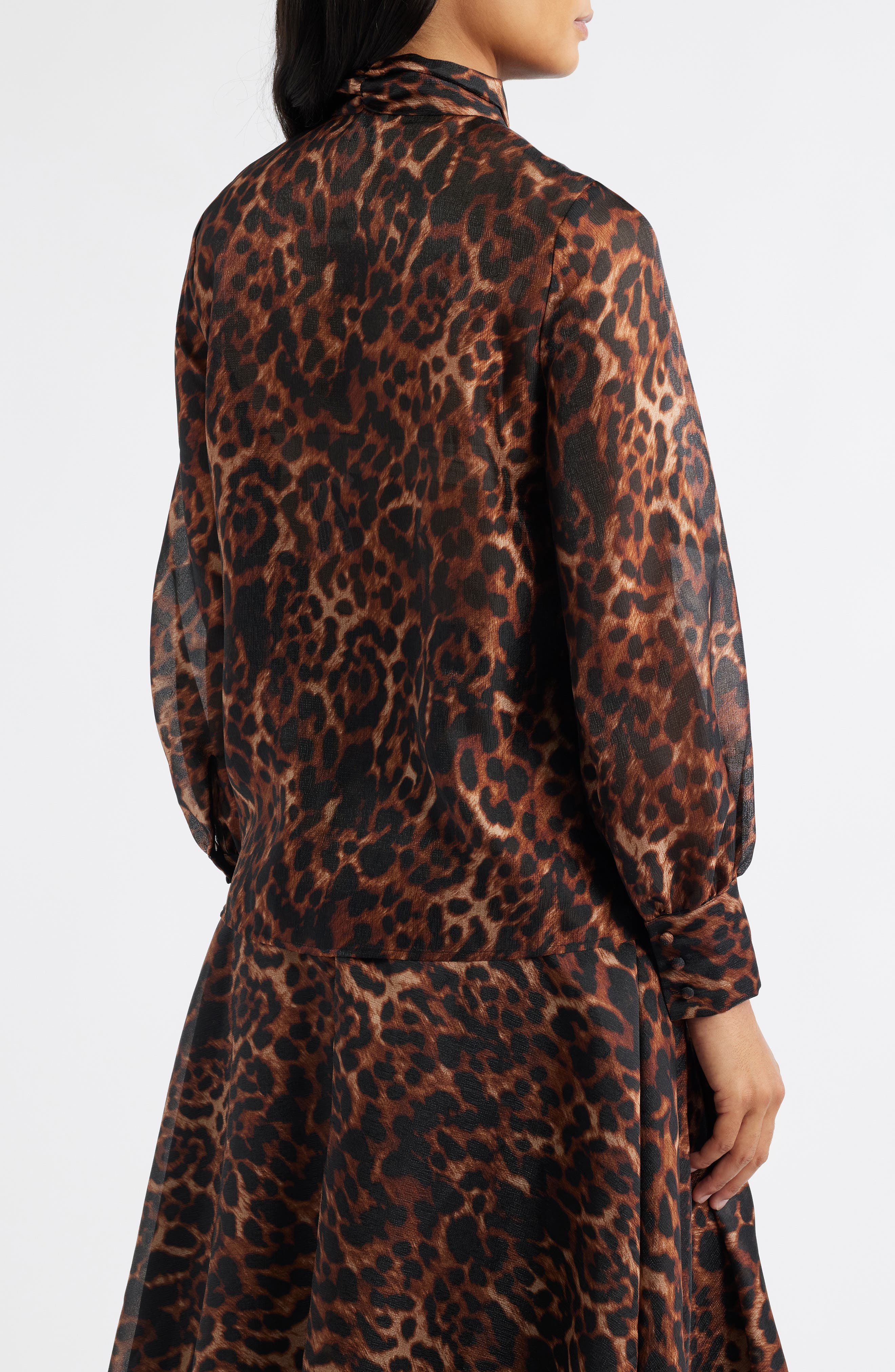 Tie Neck Leopard Print Top - image 2