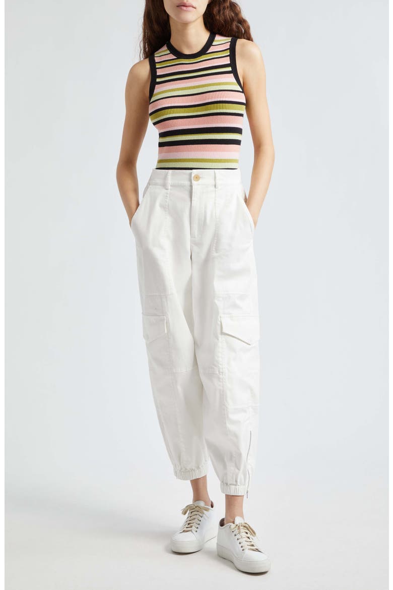 Stretch Cotton Twill Cargo Joggers, Alternate, color, CHALK
