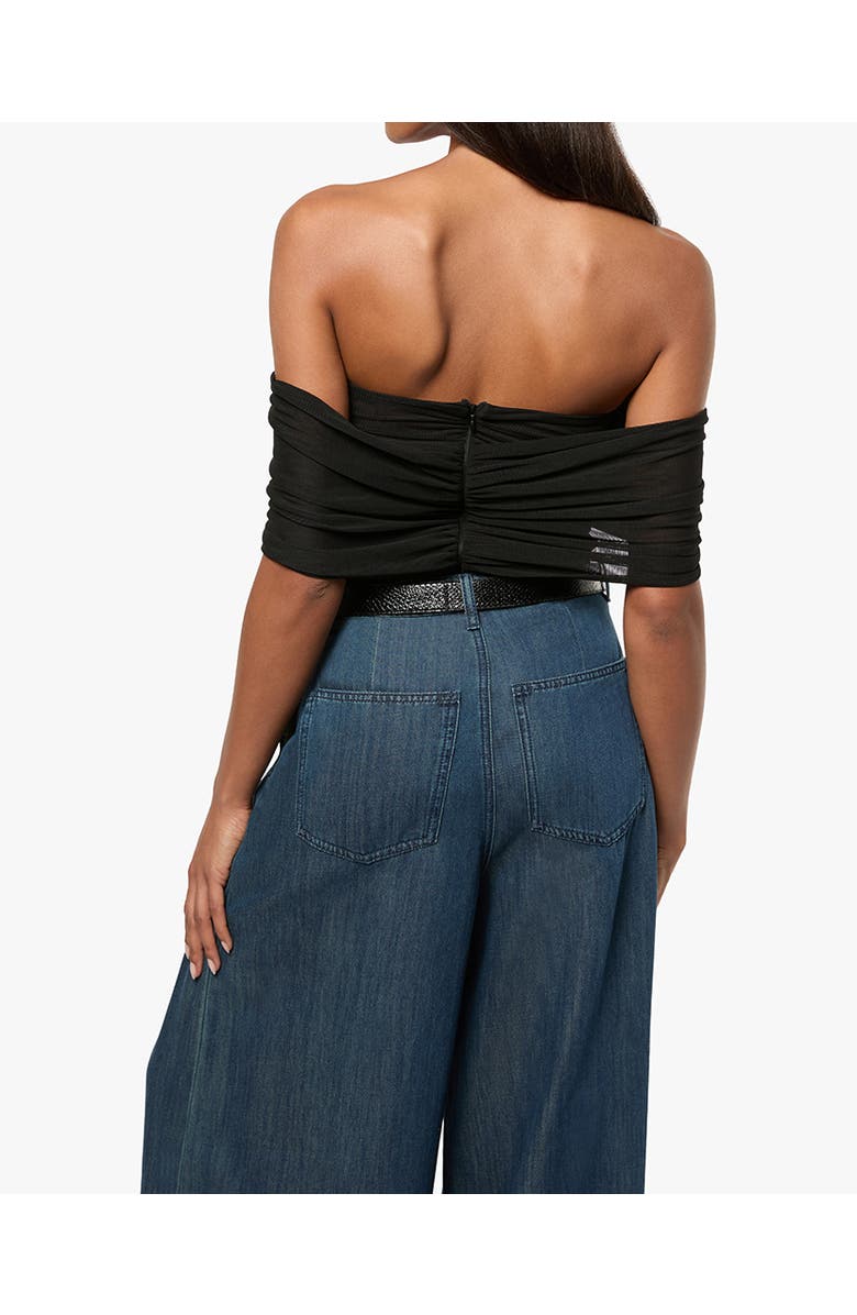 WeWoreWhat Ruched Off Shoulder Bodysuit, Alternate, color, Black