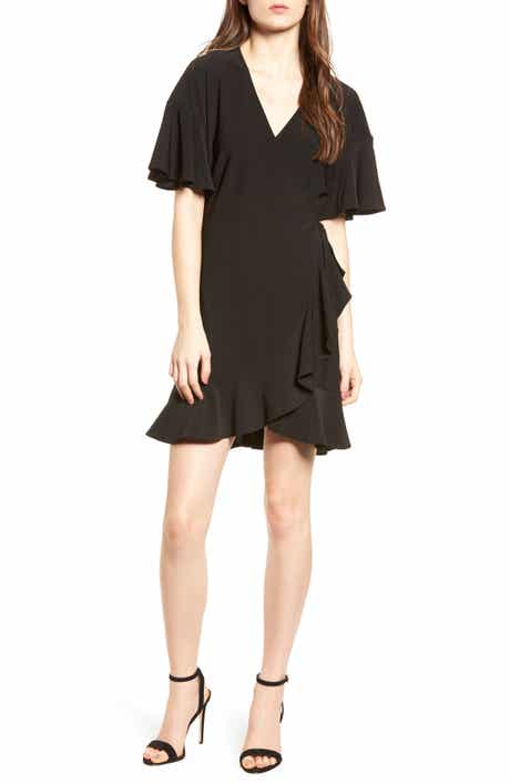 Leith Flounce Sleeve Wrap Dress