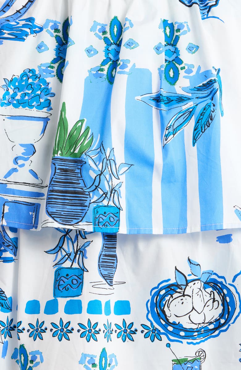 SUGARLIPS Sosy Postcard Marisol Tiered Minidress, Alternate, color, White/ Blue/ Green