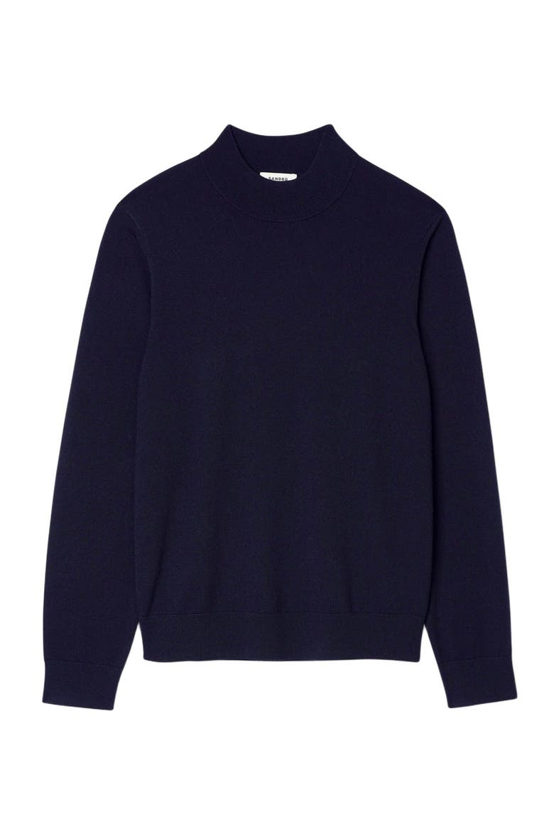 Wool sweater with high neck, Alternate, color, Midnight blue