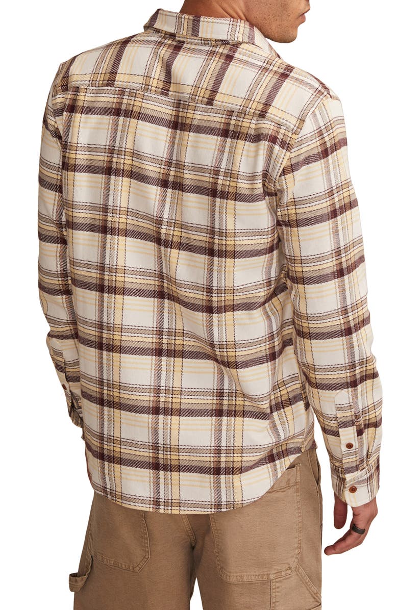 Lucky Brand Cloud Soft Plaid Flannel Button-Up Shirt, Alternate, color, Tan Multi
