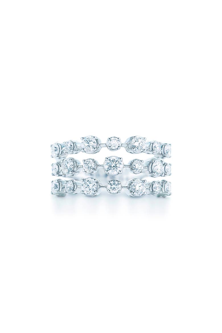 Starry Night 3-Row Diamond Ring, Main, color, WHITE GOLD