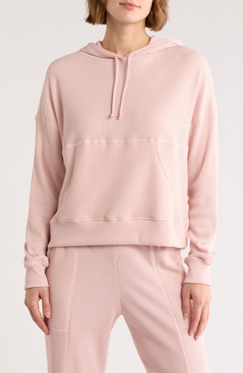 YOGALICIOUS Brushed Waffle Knit Hoodie, Main, color, Porcelain Petal
