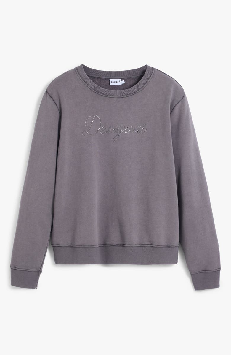 Desigual Embellished Logo Cotton Sweatshirt, Alternate, color,