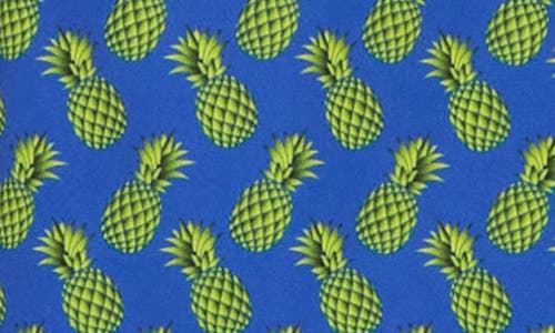 Bugatchi Pineapple Print Swim Trunks In Royal