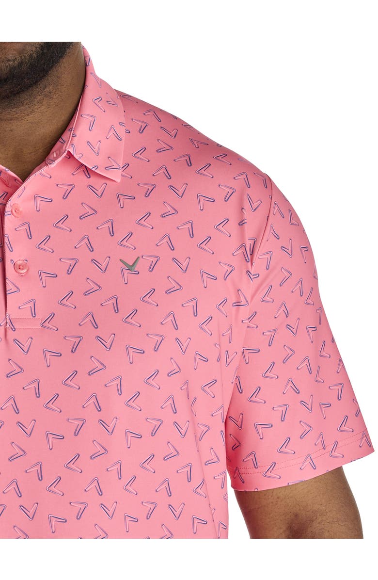 Callaway Big & Tall Chevron Print Polo Shirt, Alternate, color, Strawberry Pink